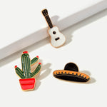 Load image into Gallery viewer, Set of 3 Pins: Cactus, Guitar, and Hat
